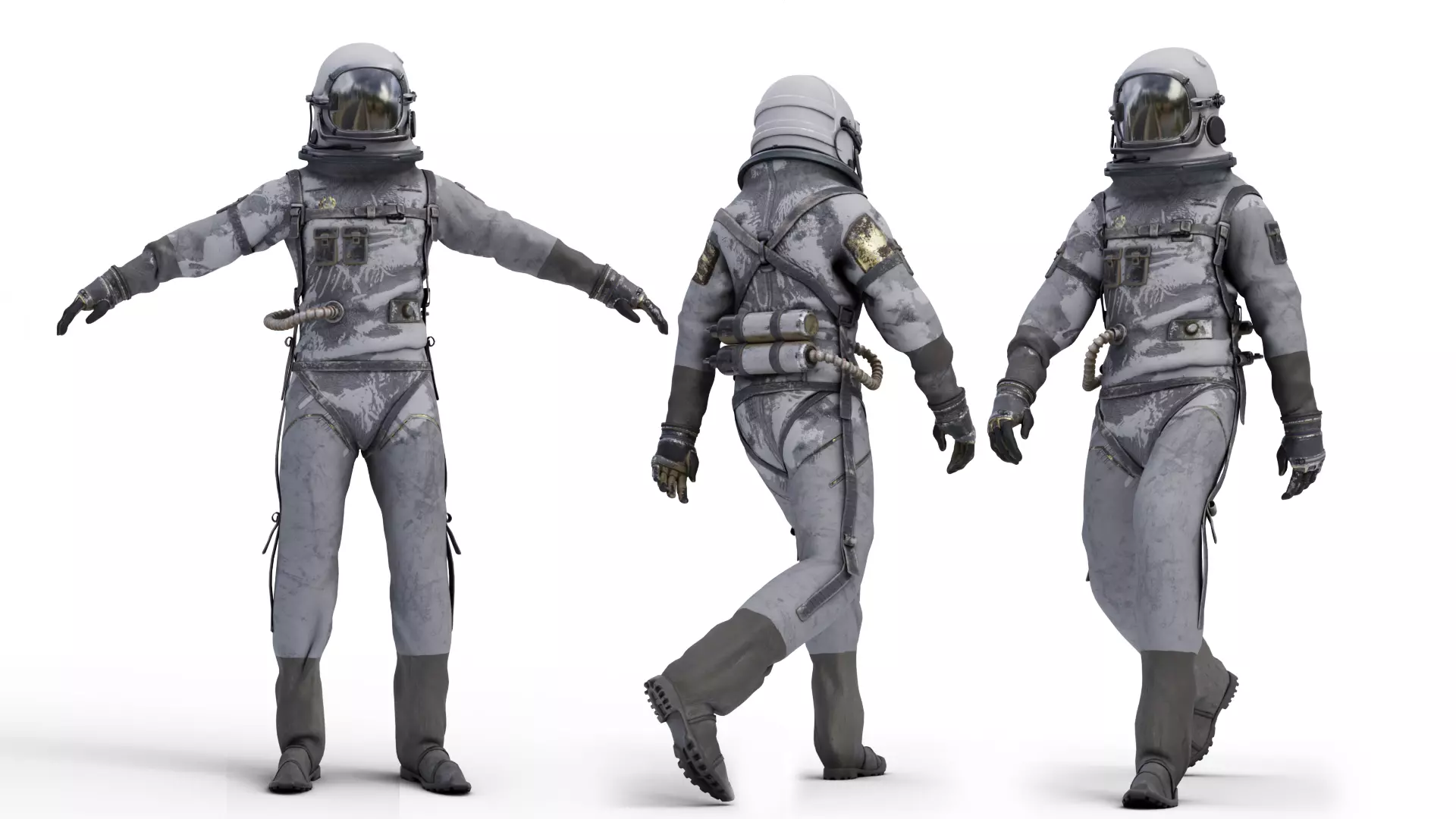 Spacesuit Old worn Astronaut Suit 3D model_0