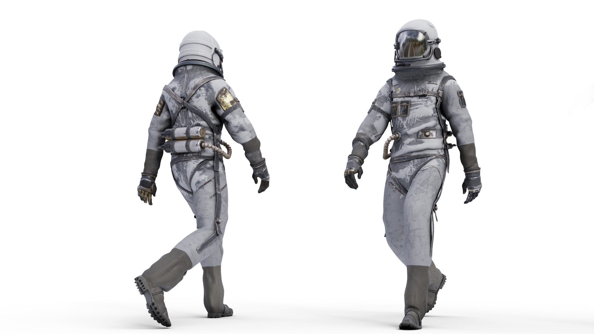Spacesuit Old worn Astronaut Suit 3D model_3