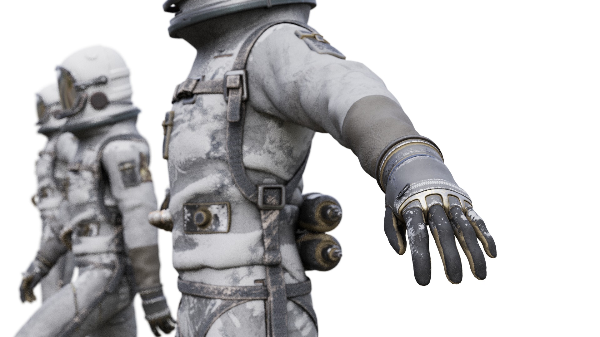 Spacesuit Old worn Astronaut Suit 3D model_4