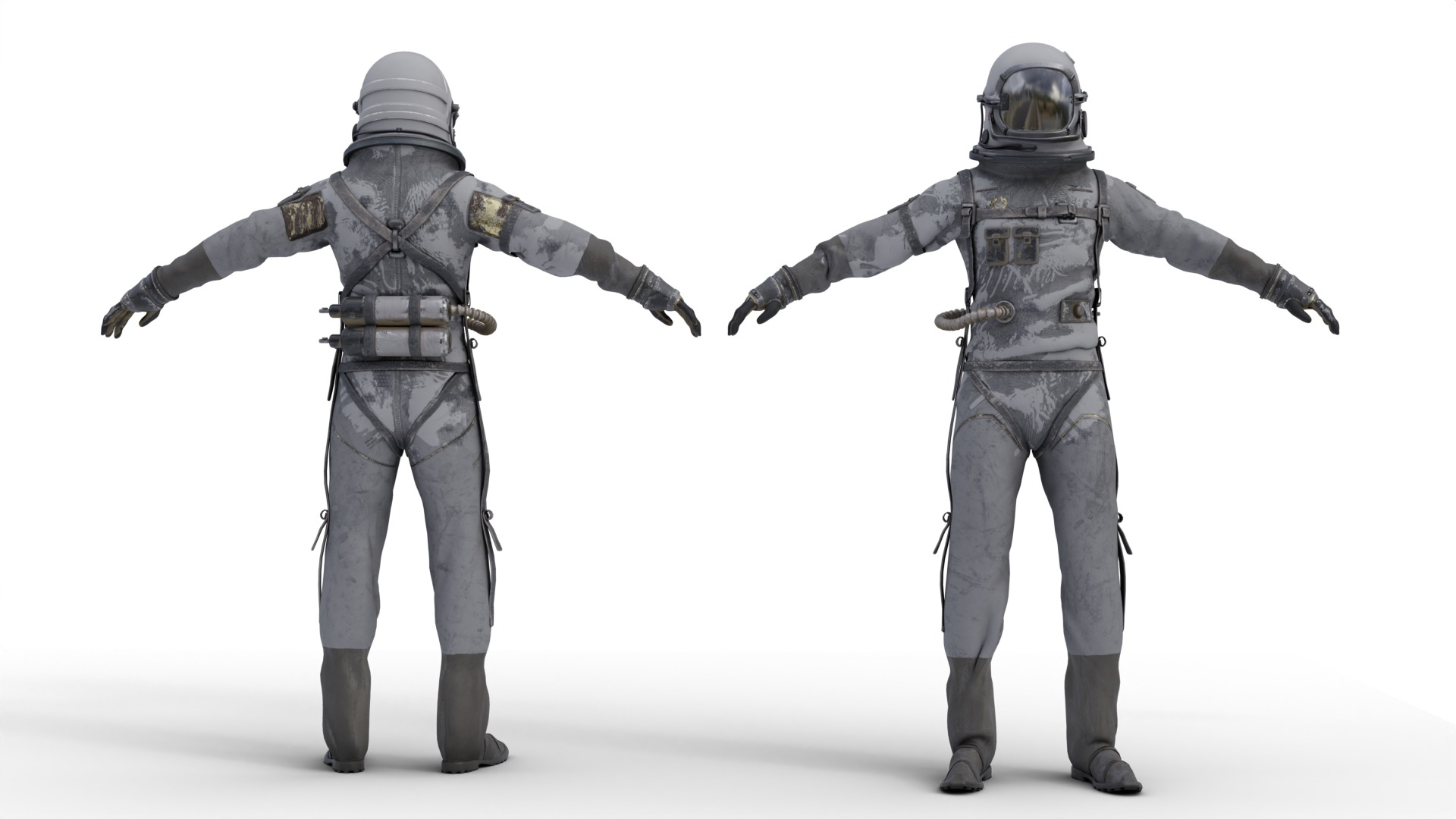 Spacesuit Old worn Astronaut Suit 3D model_2
