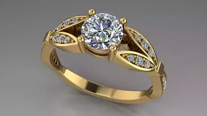 AG 1300 ROUND CUT VINTAGE LEAF DIAMOND RING