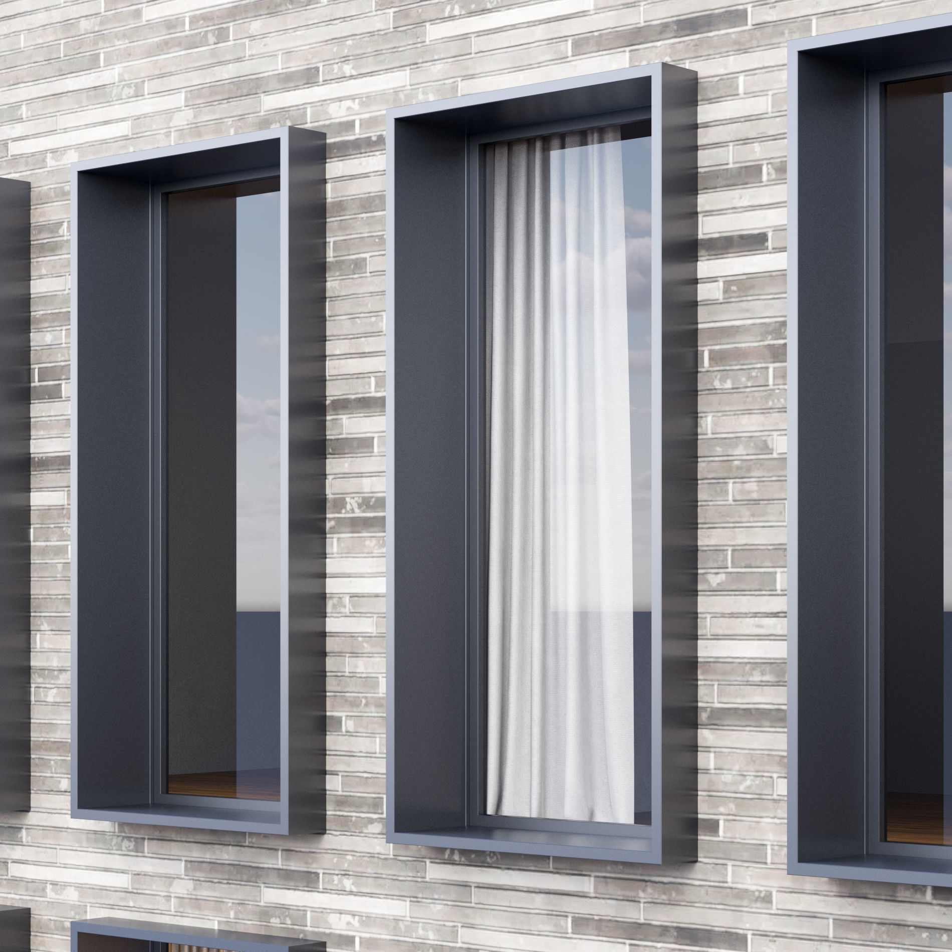 Modern building fasade 3 3D model_8