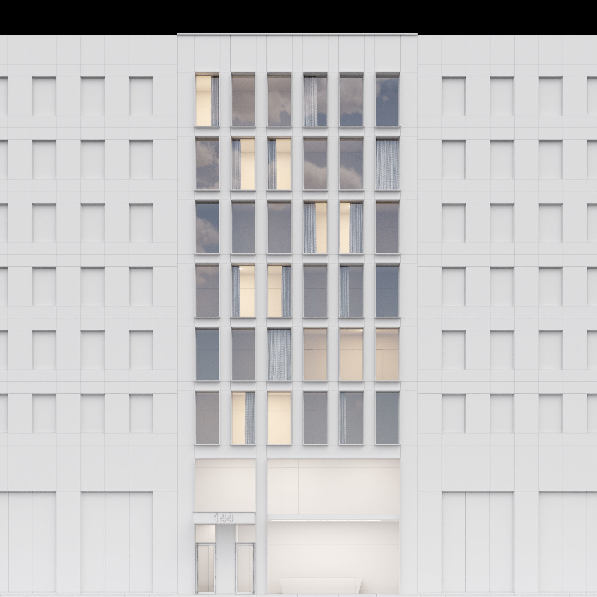 Modern building fasade 3 3D model_2