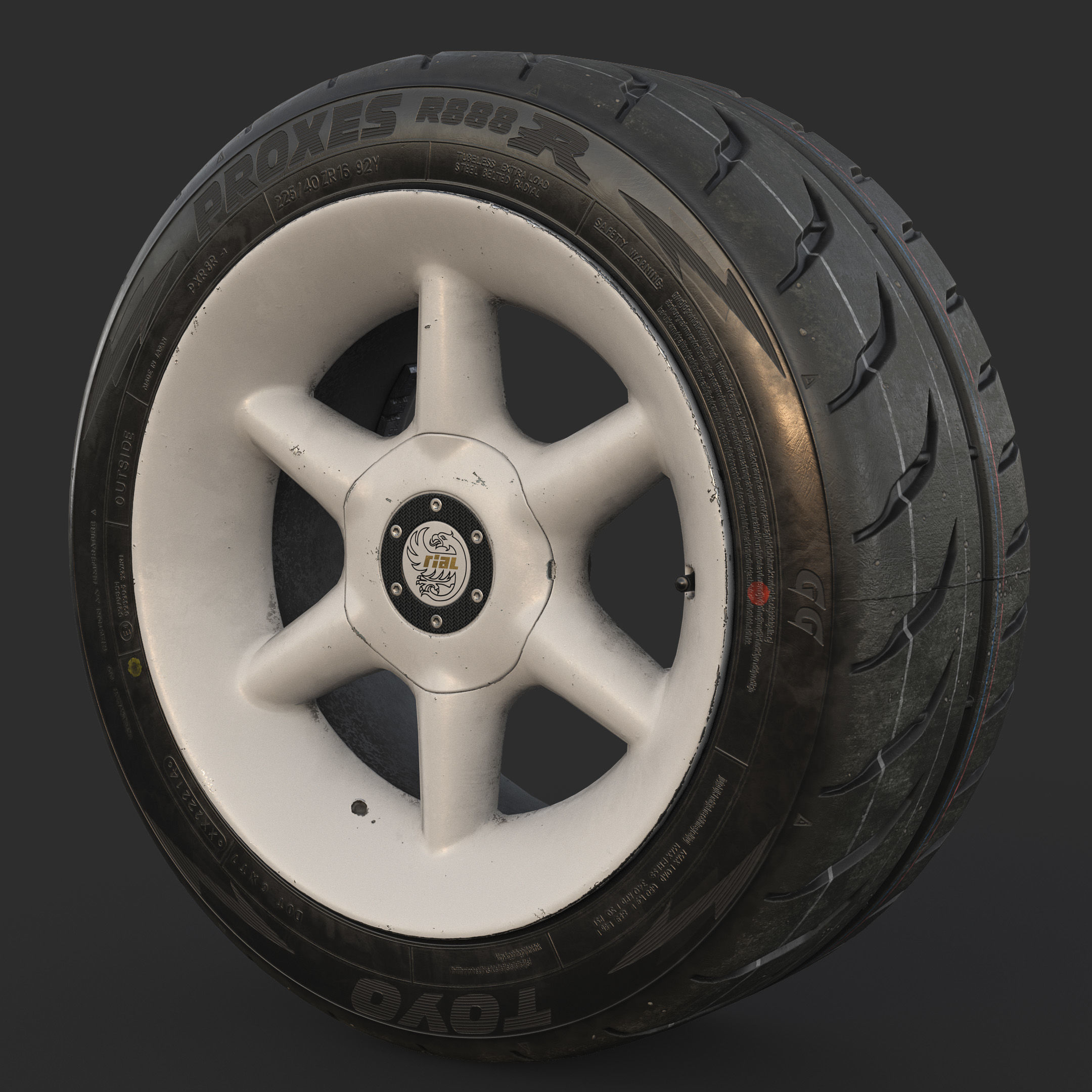 Rim RIAL RS85 and Tire TOYO Proxes R888 Low-poly 3D model_4