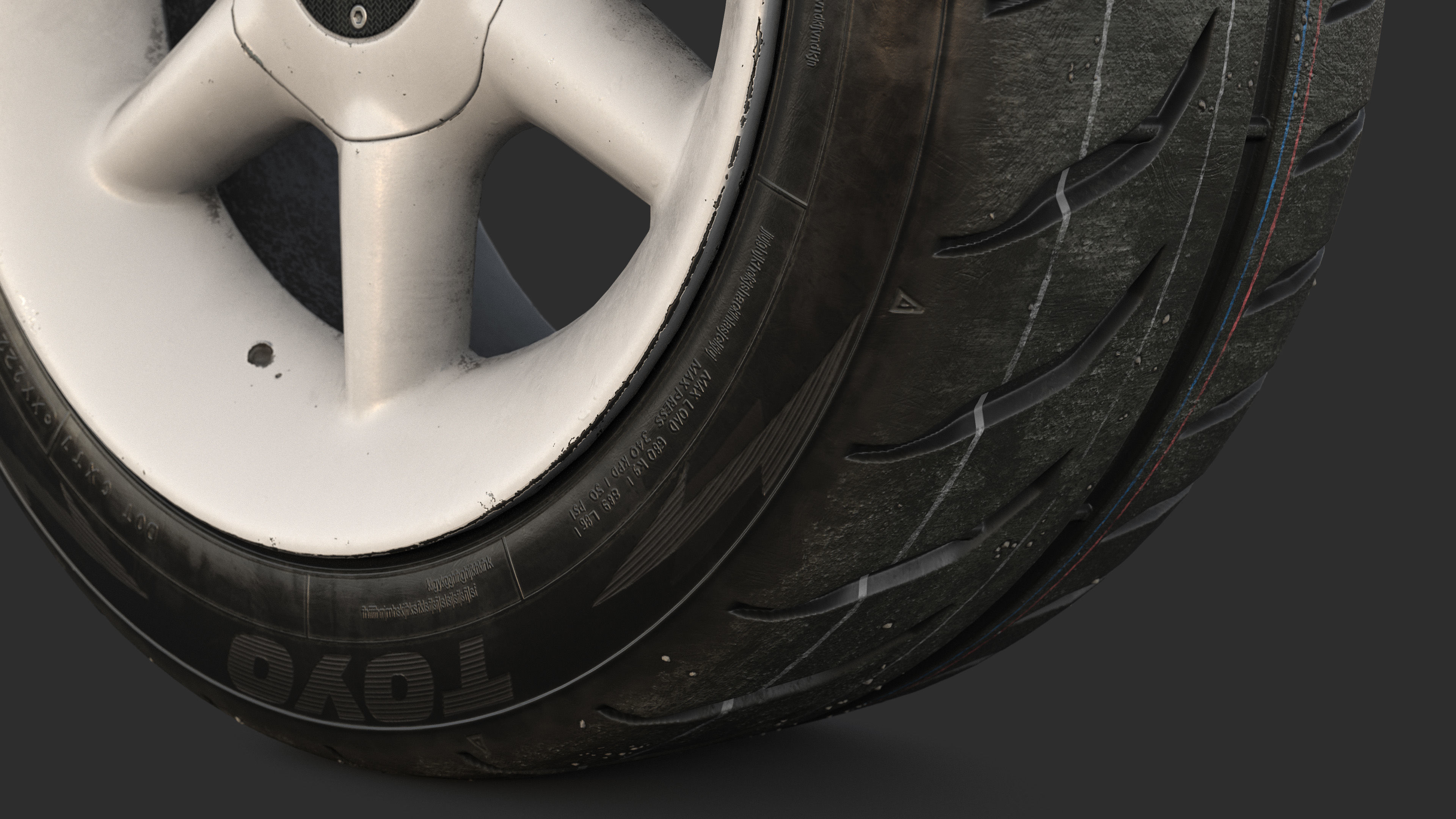 Rim RIAL RS85 and Tire TOYO Proxes R888 Low-poly 3D model_13