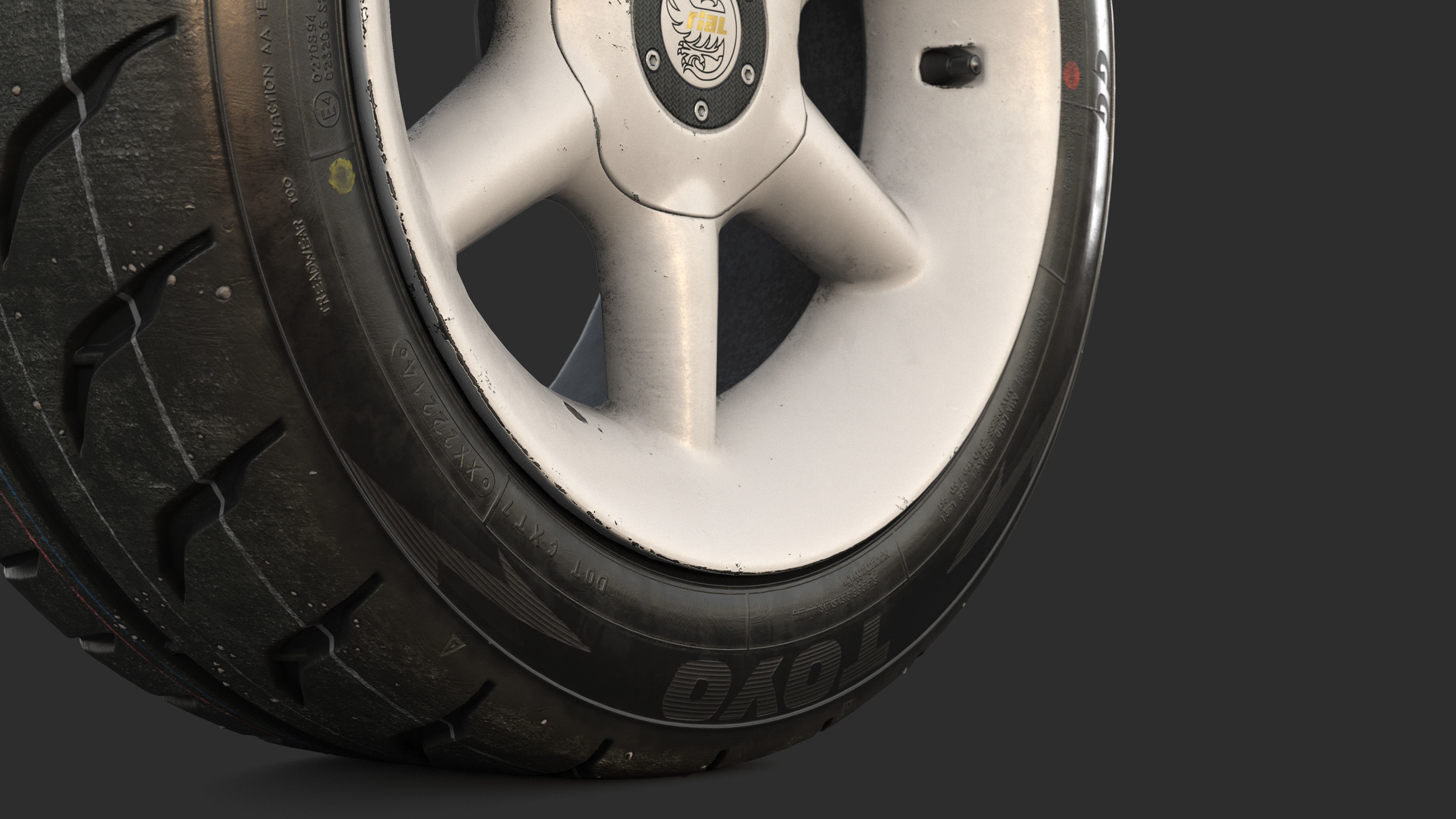 Rim RIAL RS85 and Tire TOYO Proxes R888 Low-poly 3D model_12