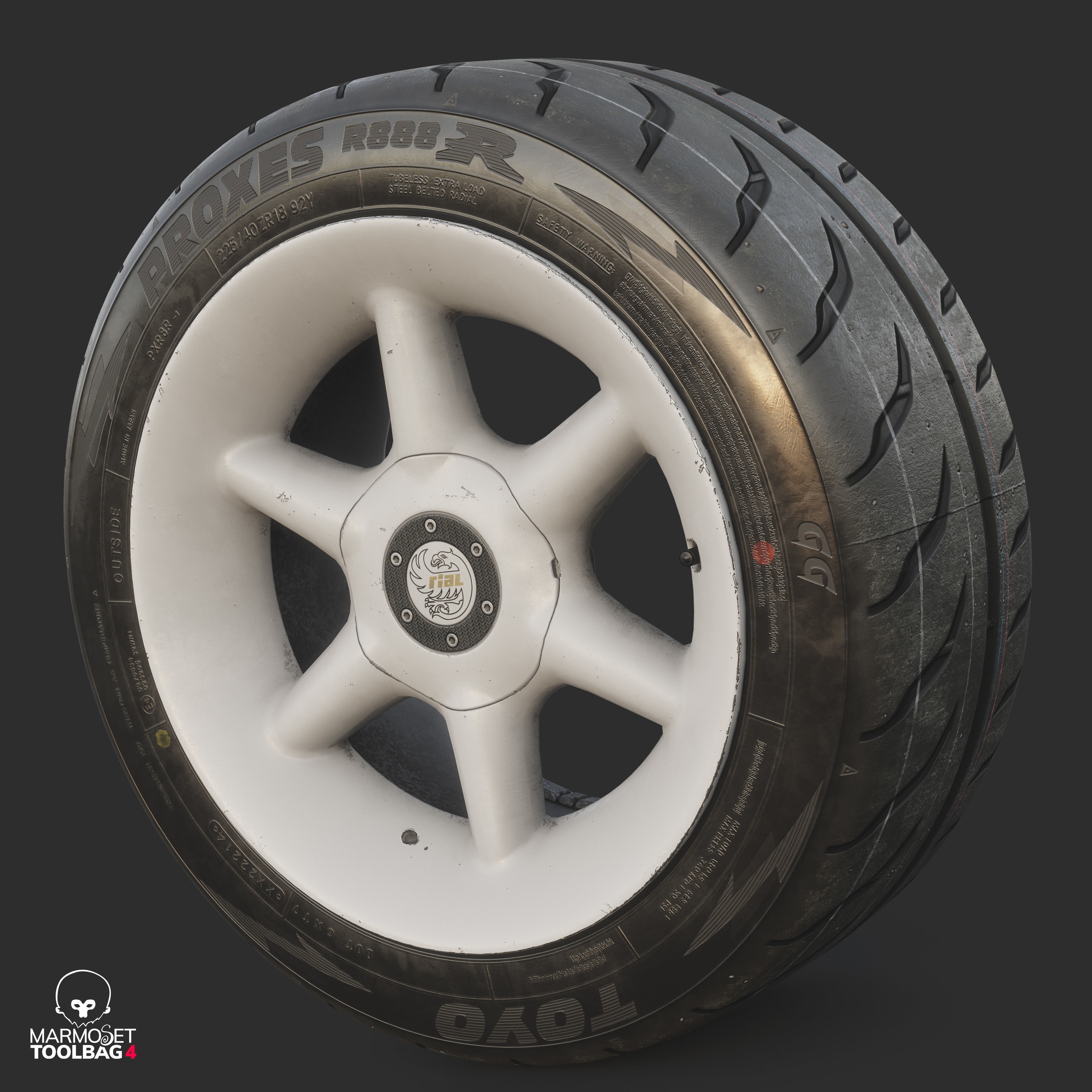 Rim RIAL RS85 and Tire TOYO Proxes R888 Low-poly 3D model_18