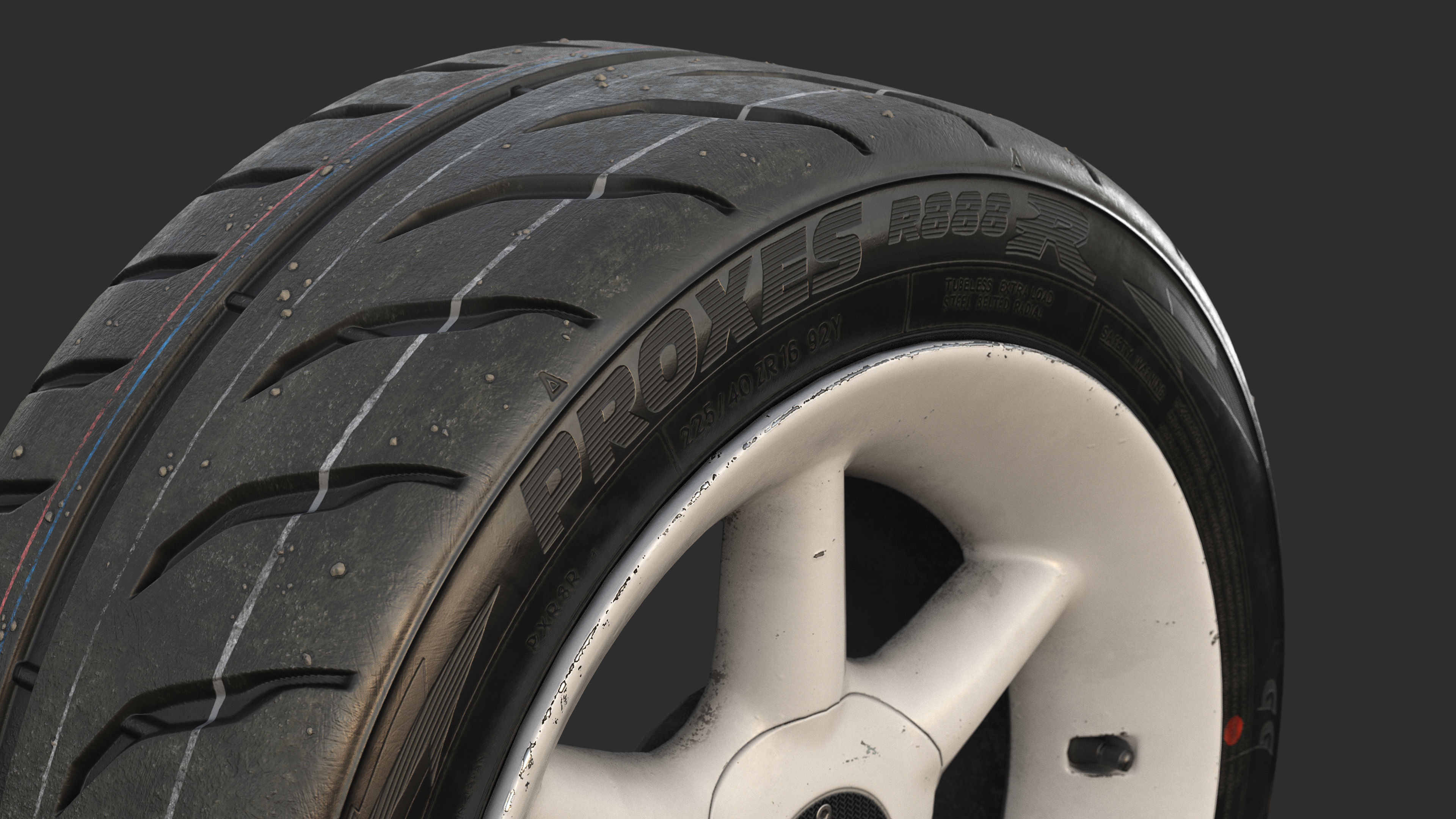 Rim RIAL RS85 and Tire TOYO Proxes R888 Low-poly 3D model_11