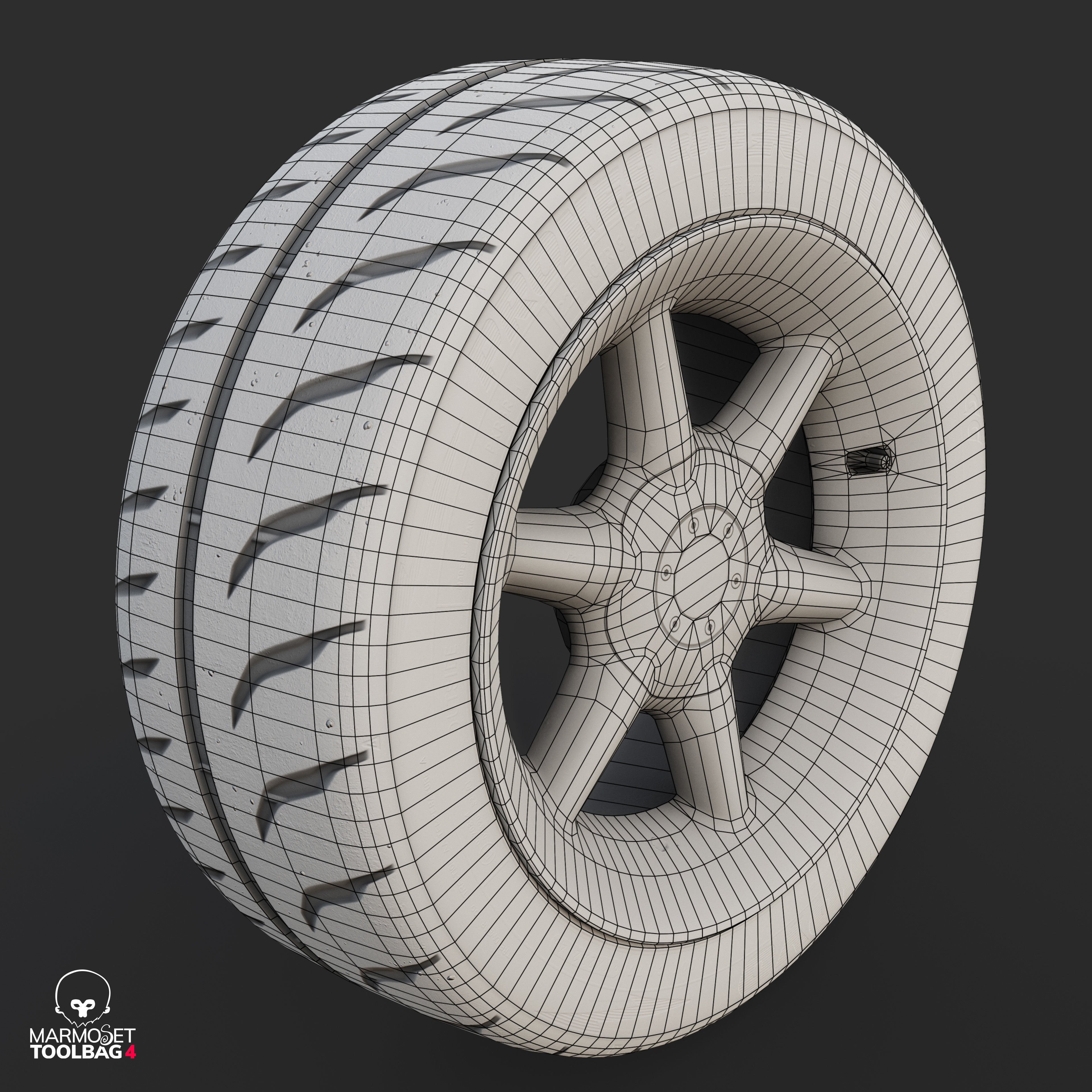 Rim RIAL RS85 and Tire TOYO Proxes R888 Low-poly 3D model_17