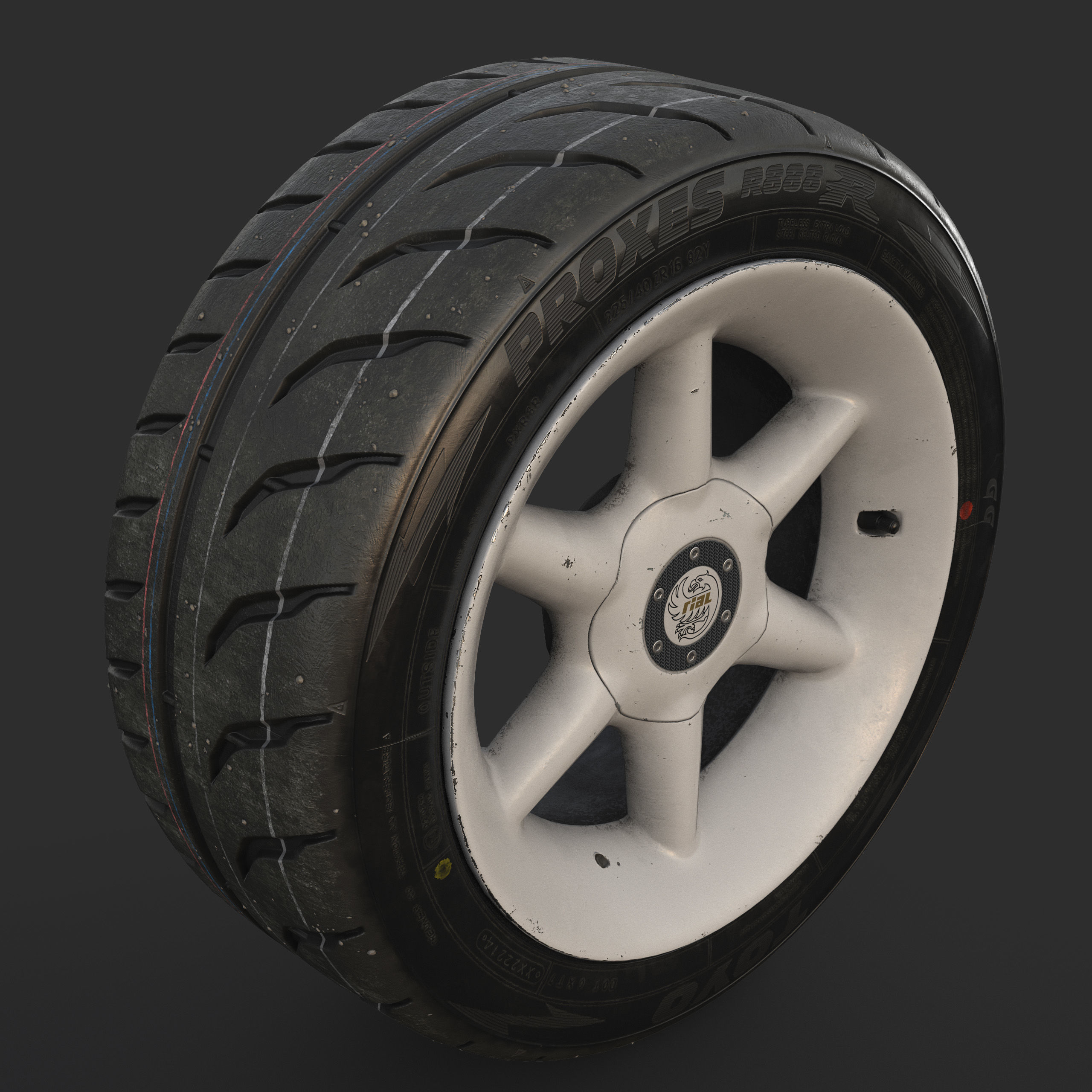 Rim RIAL RS85 and Tire TOYO Proxes R888 Low-poly 3D model_5