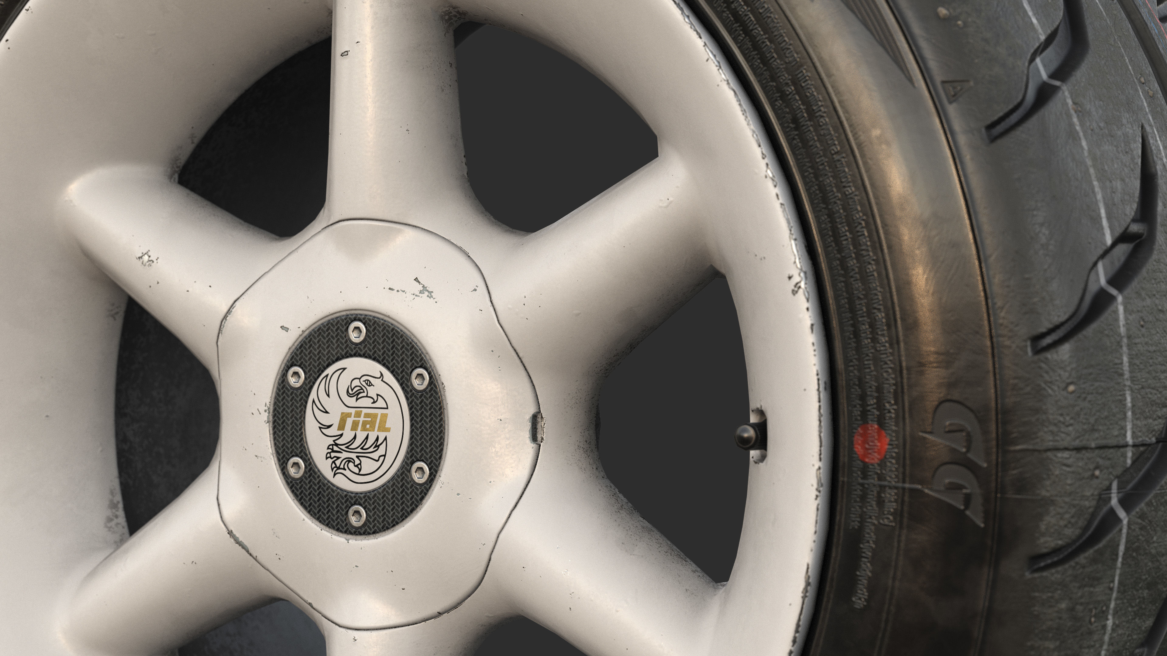 Rim RIAL RS85 and Tire TOYO Proxes R888 Low-poly 3D model_6