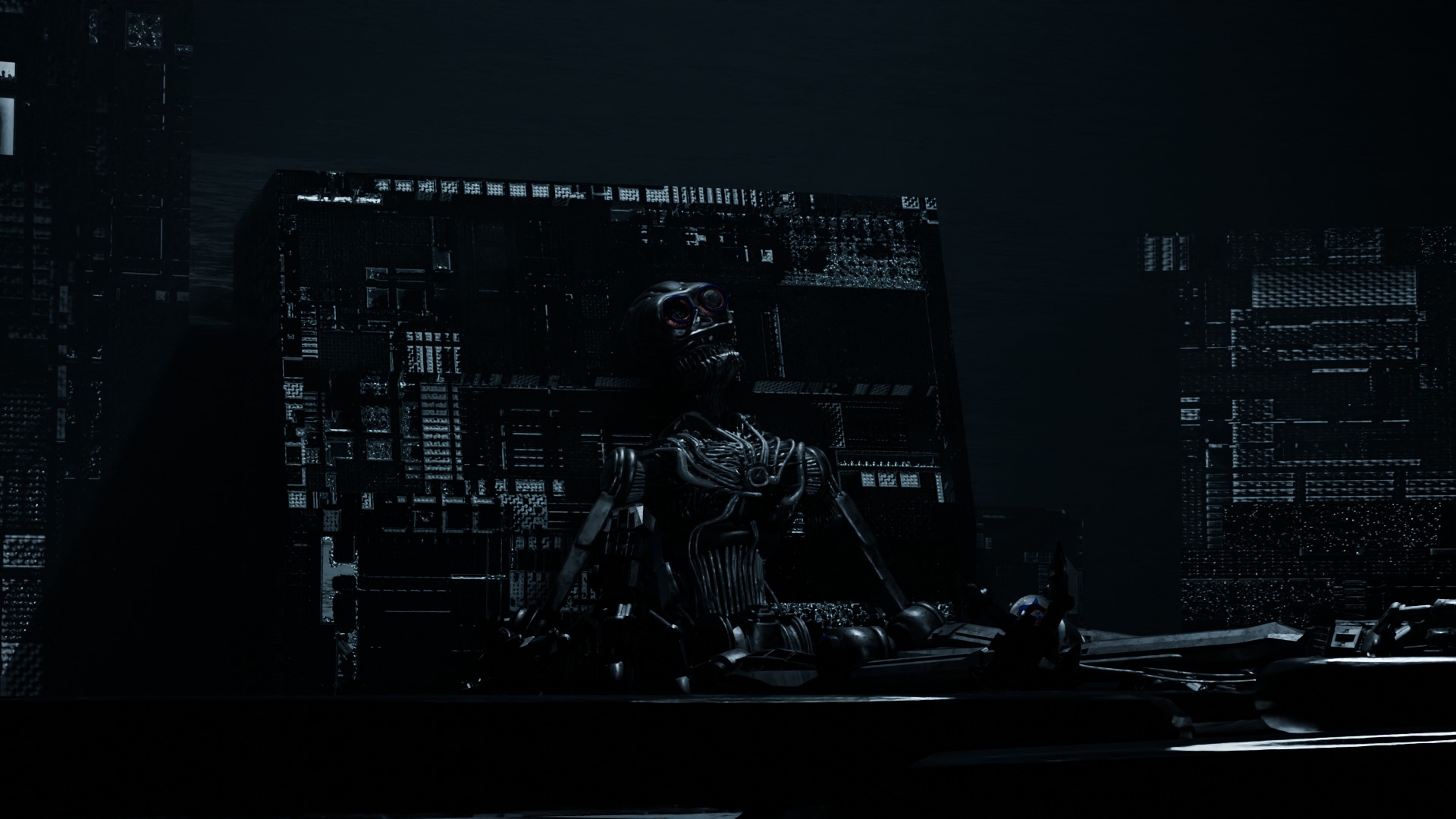 Rigged spider bot in abondoned style 3D model_1