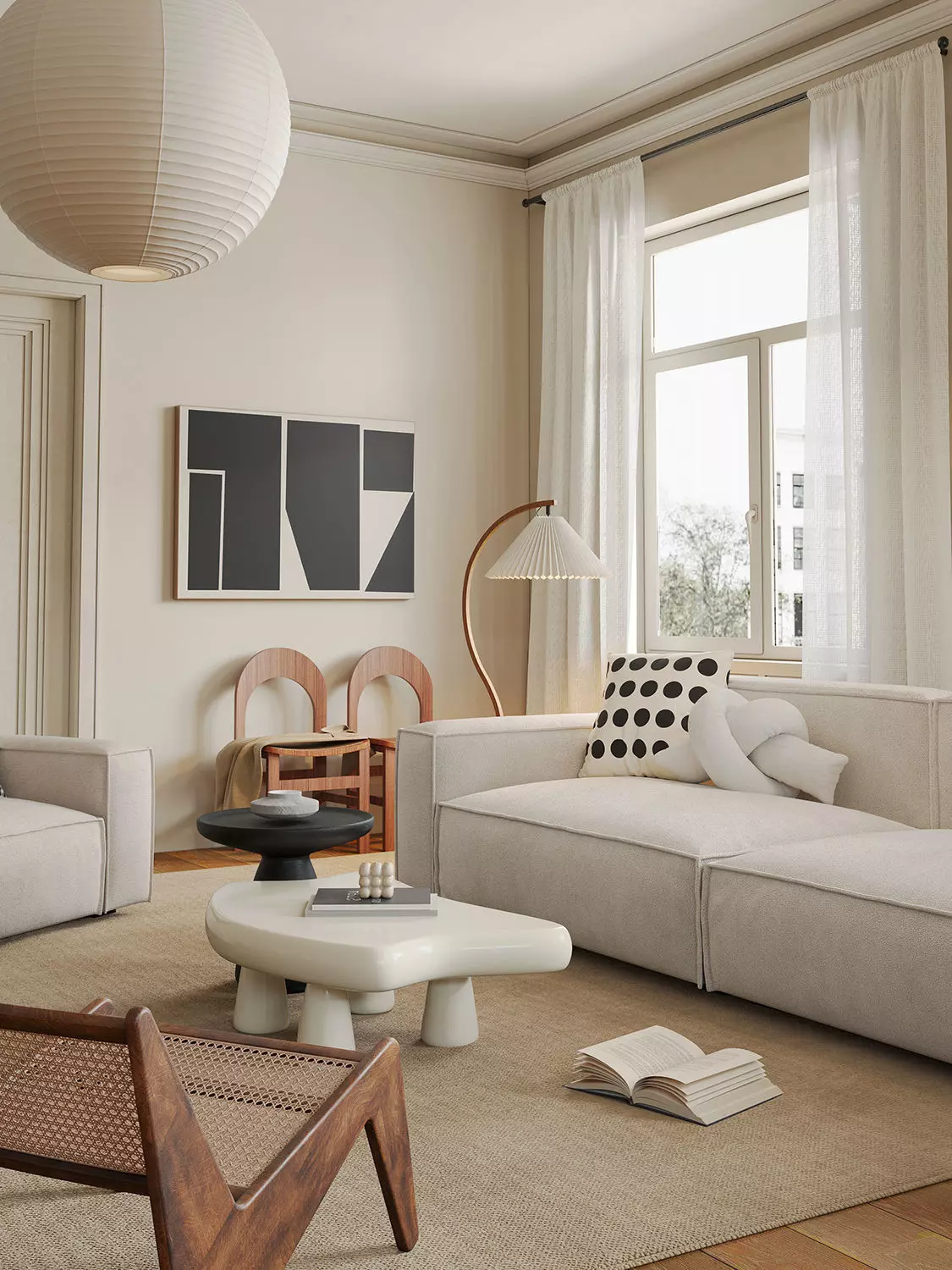 Mid Century interior scene 3D model 3D model_0