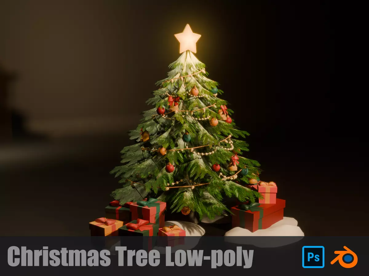 Christmas Tree Low-poly Low-poly 3D model_0
