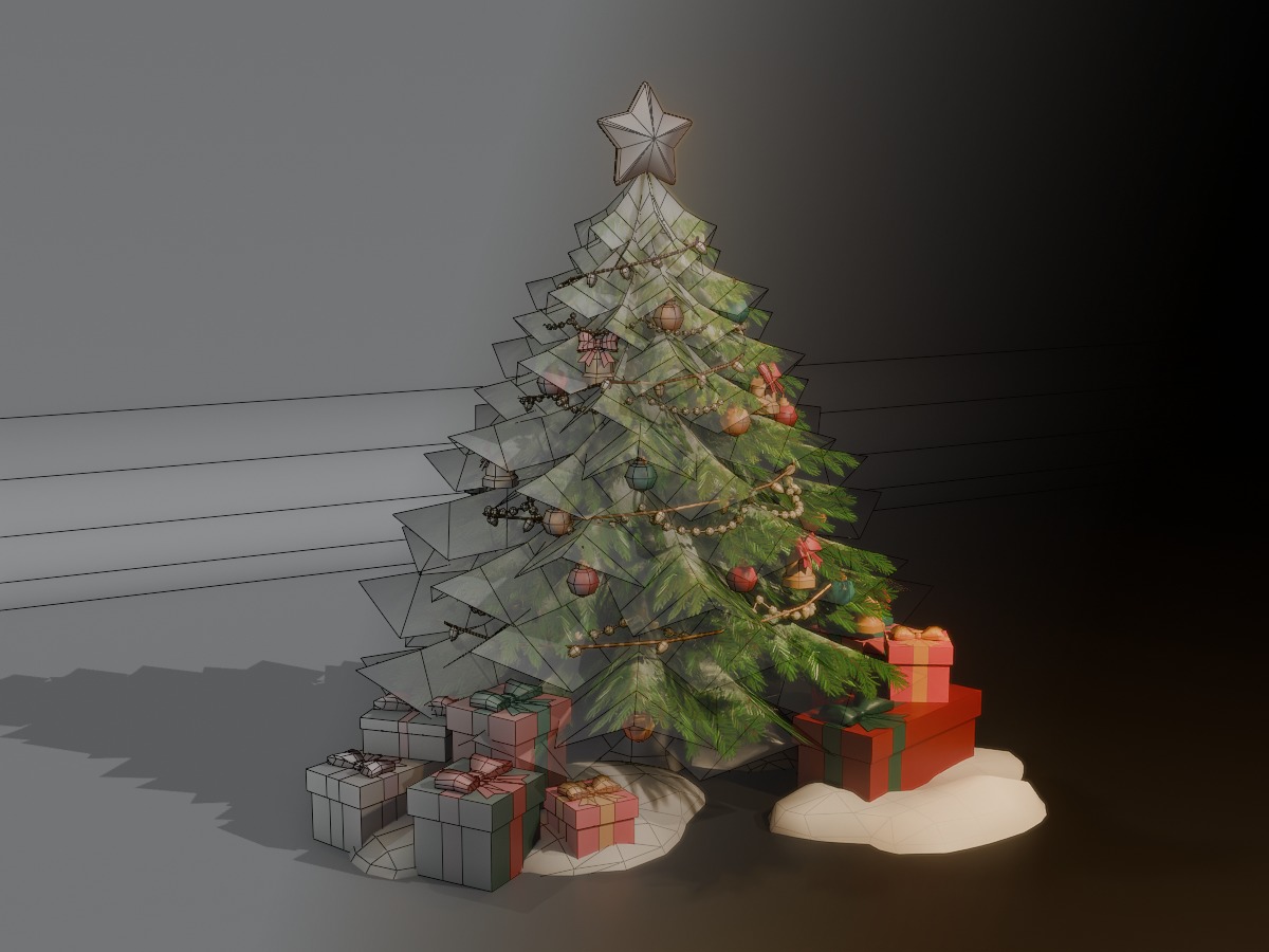Christmas Tree Low-poly Low-poly 3D model_4