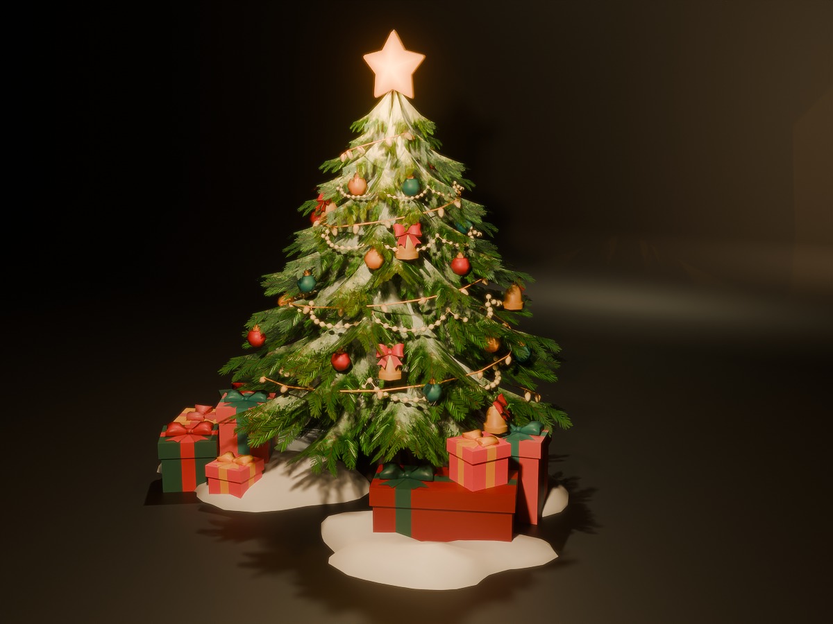 Christmas Tree Low-poly Low-poly 3D model_2