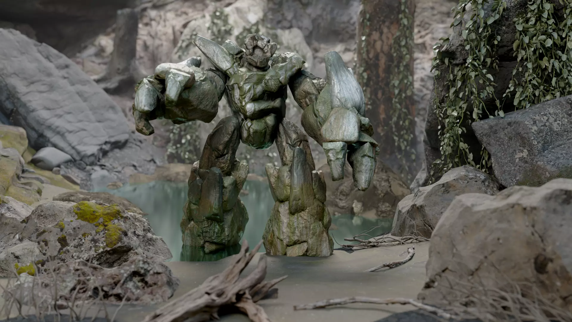 TheSwampGolem01 Low-poly 3D model_0