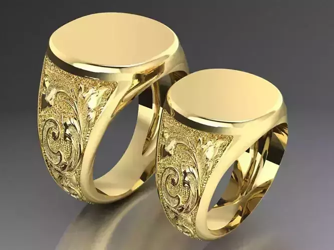 engraving signet with a design on the side two options 3D print model