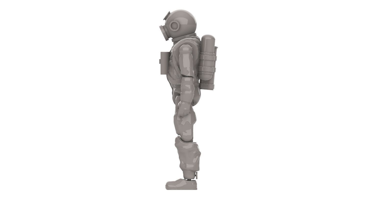 Diver - Mergulhador - ARTICULATED ACTION FIGURE 100mm 3D print model_2