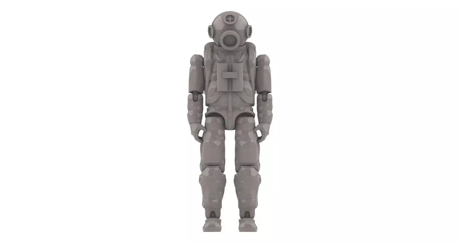Diver - Mergulhador - ARTICULATED ACTION FIGURE 100mm 3D print model_0