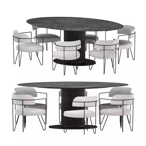 Giuseppe chair and Dining Table Volterra Oval - Dining set 04 3D model