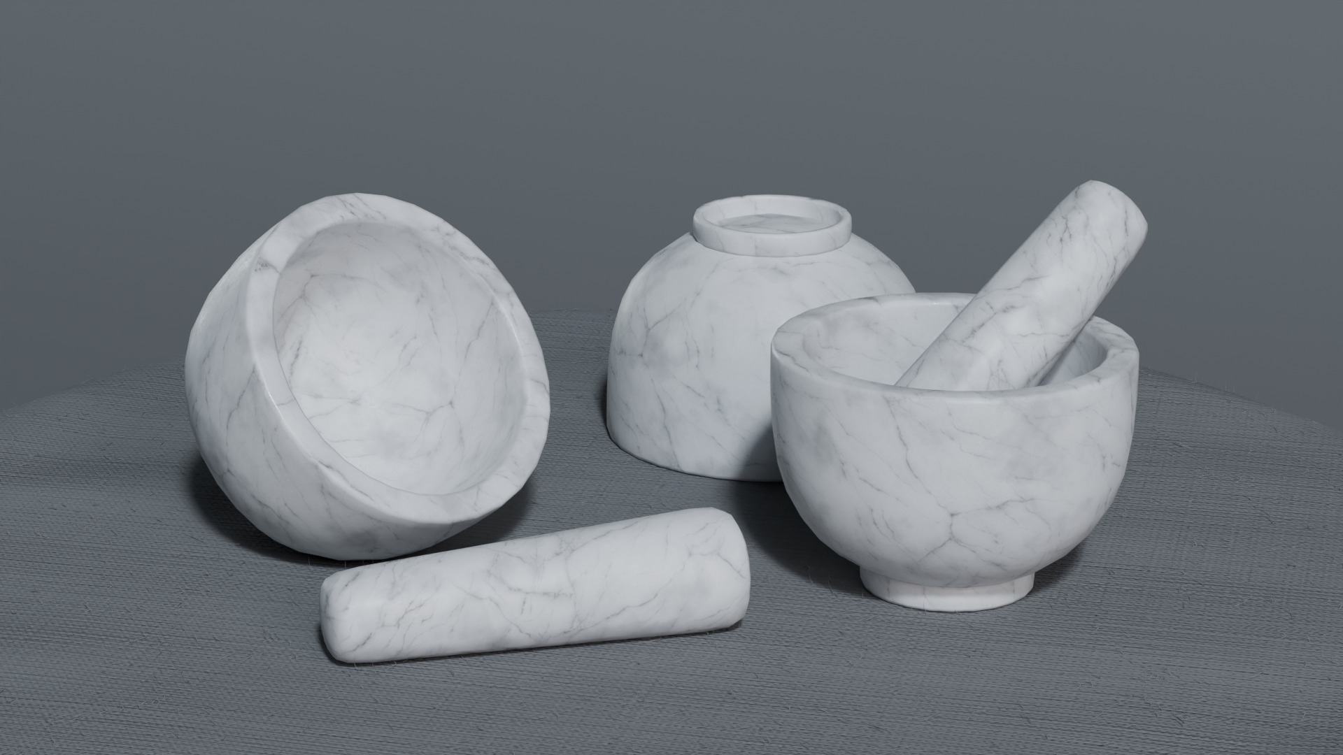 Marble Mortar Low-poly 3D model_2