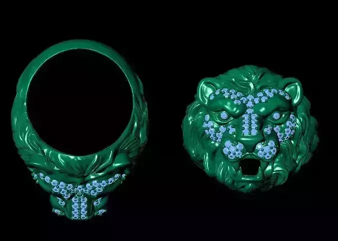 Majestic Lions Embrace Men Gemstone Ring