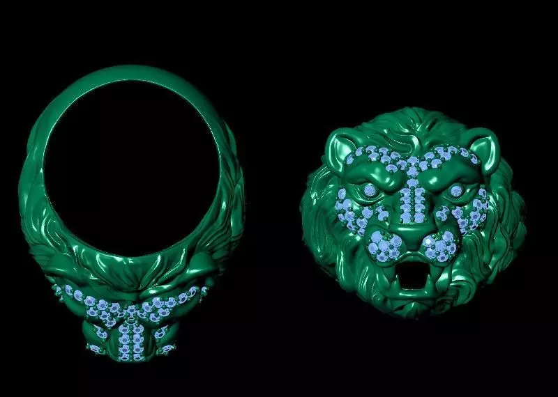 Majestic Lions Embrace Men Gemstone Ring Free 3D print model