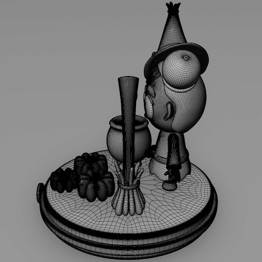 Cute witch 3D model Halloween 3D model_10