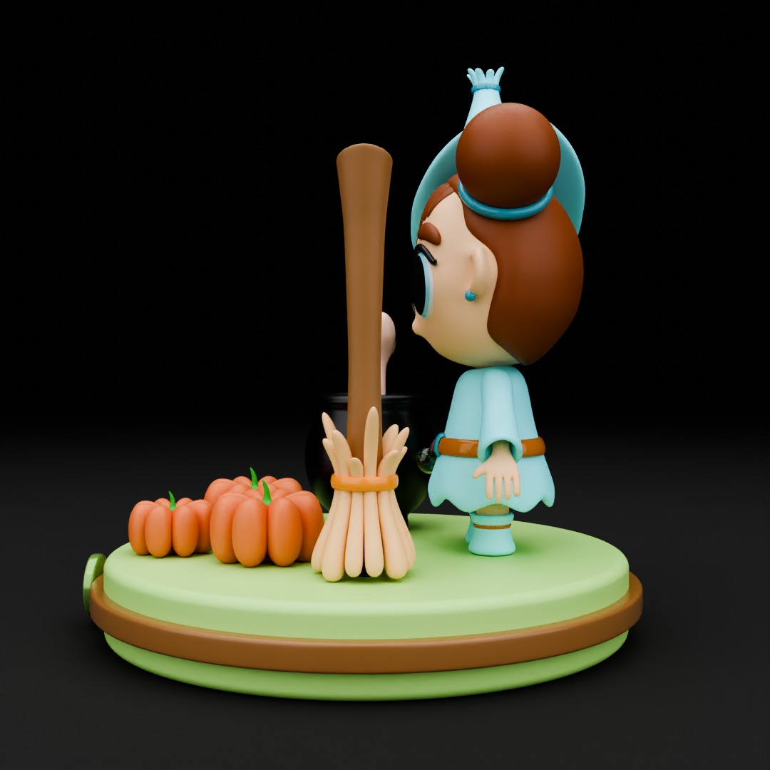 Cute witch 3D model Halloween 3D model_3