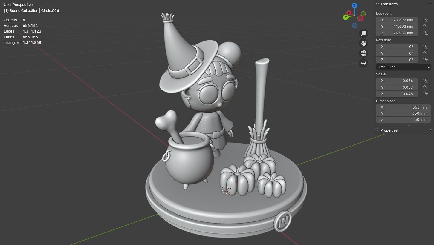 Cute witch 3D model Halloween 3D model_12