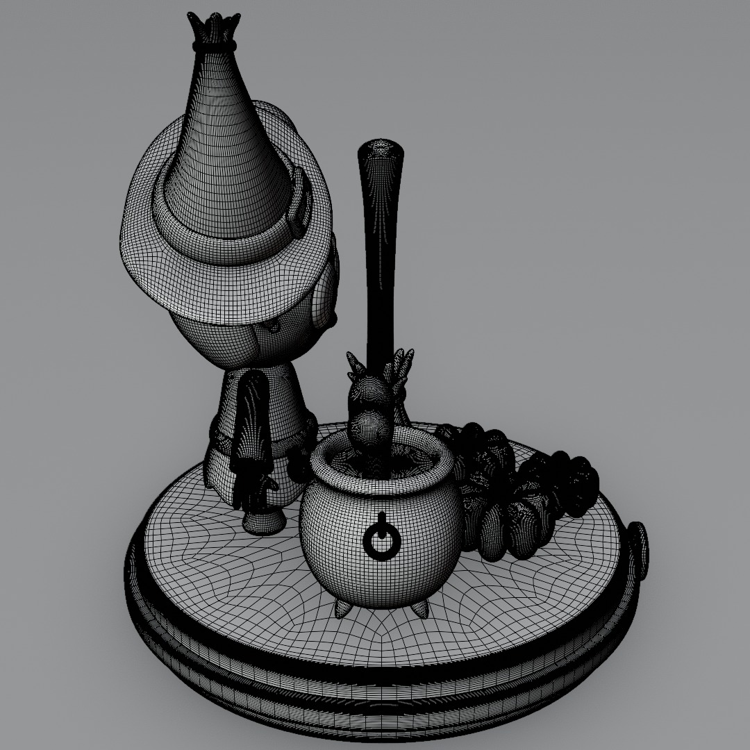 Cute witch 3D model Halloween 3D model_9