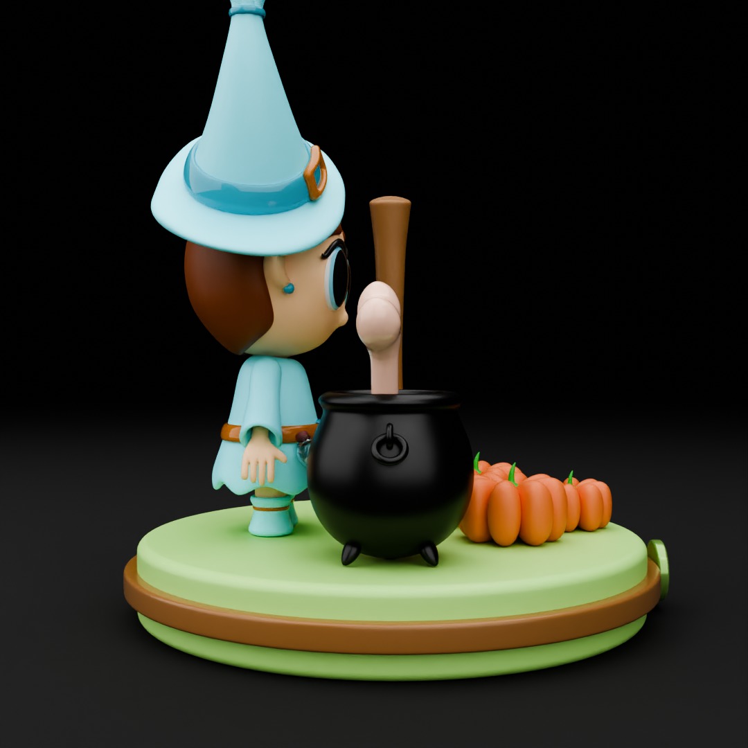 Cute witch 3D model Halloween 3D model_4