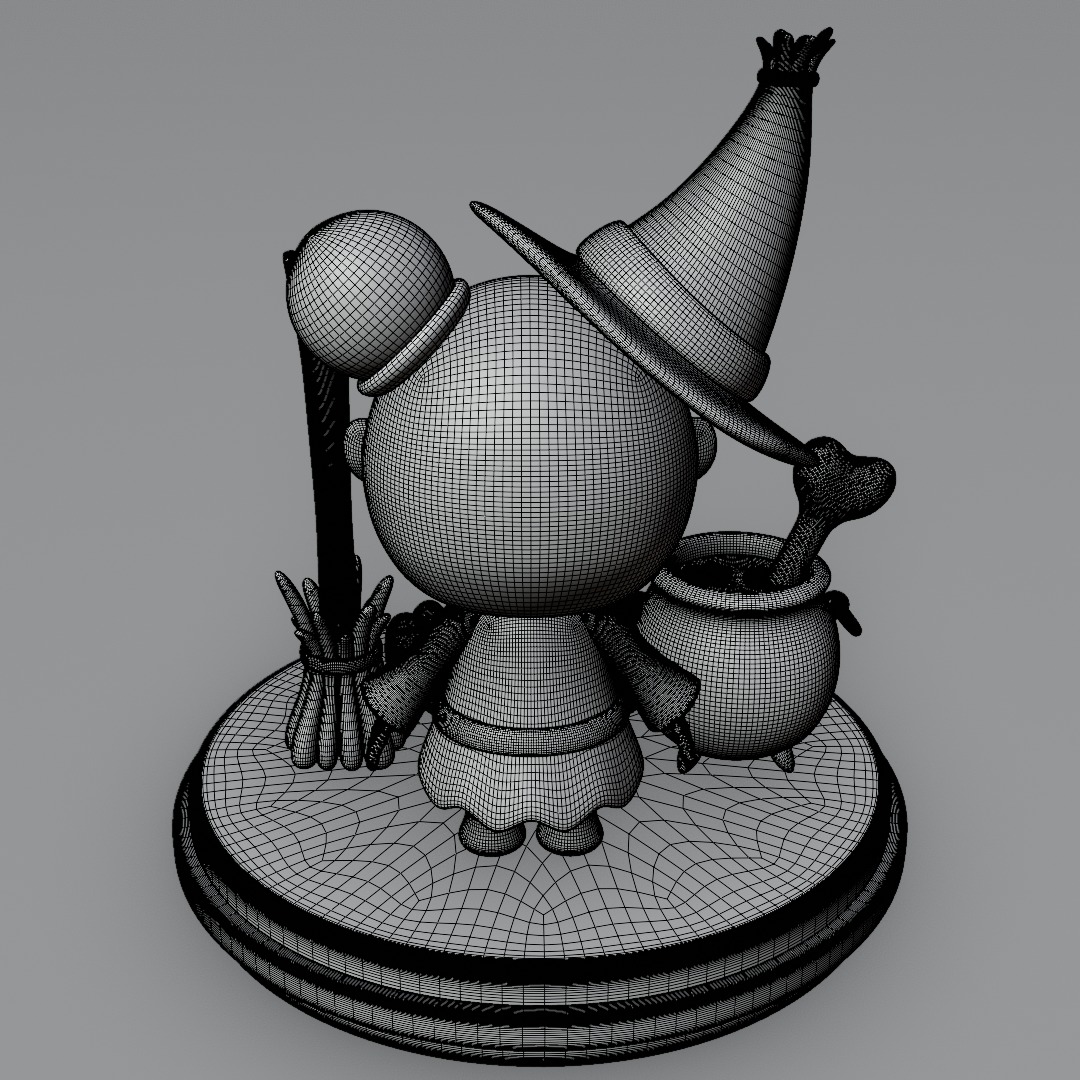 Cute witch 3D model Halloween 3D model_11