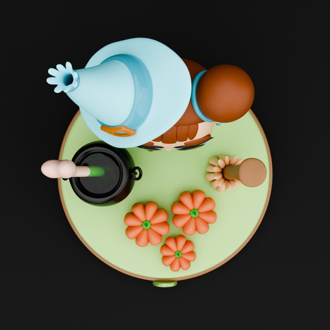 Cute witch 3D model Halloween 3D model_2