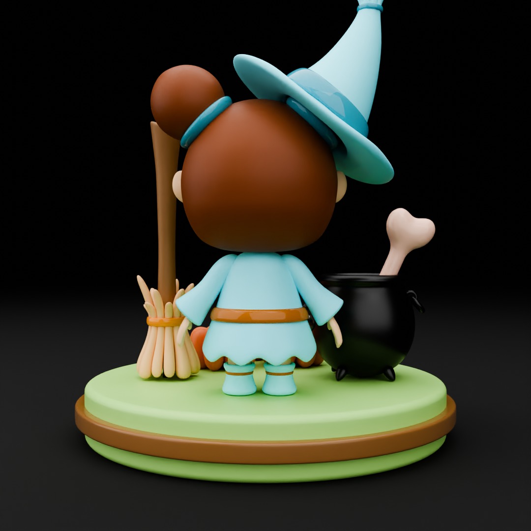 Cute witch 3D model Halloween 3D model_5