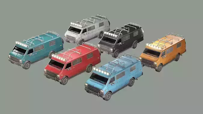 American Old Rusty Car WW Collection Pack 3D Model 3D model