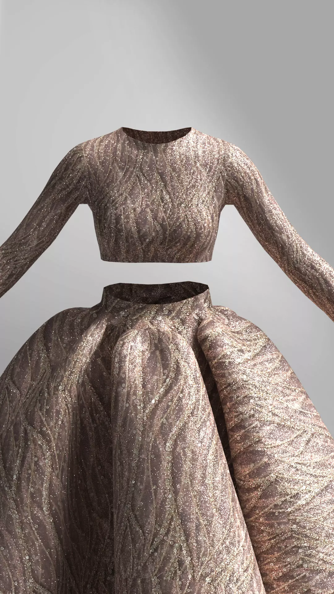 Crop Top Ball Gown 3D model