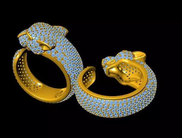 Wild Grace Stone Panther Fashion Ring Free 3D print model