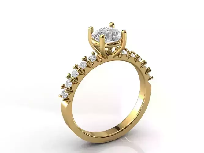 Round Stone Elegant Ring For Ladies 3DM STL Machine Ready Print