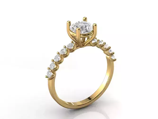 Round Stone Elegant Ring For Ladies 3DM STL Machine Ready Print