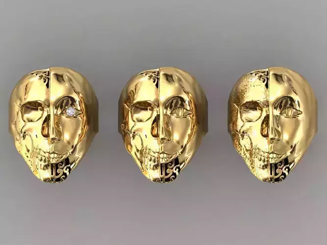 3 Version Bluffmen Ring Jewelry Model Skull  STL
