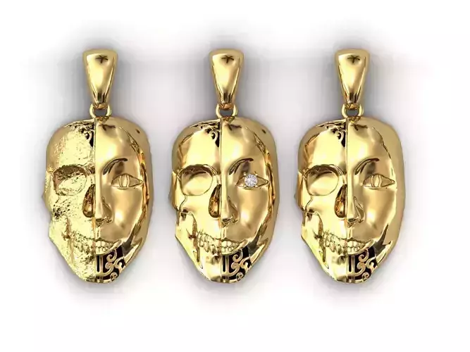 3 Version Bluffmen Pendant Jewelry Model Skull STL Bluff Ring