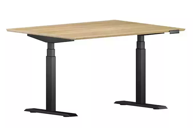 Standing Desk Team Plus Charcoal Base Woodgrain Top 3D model