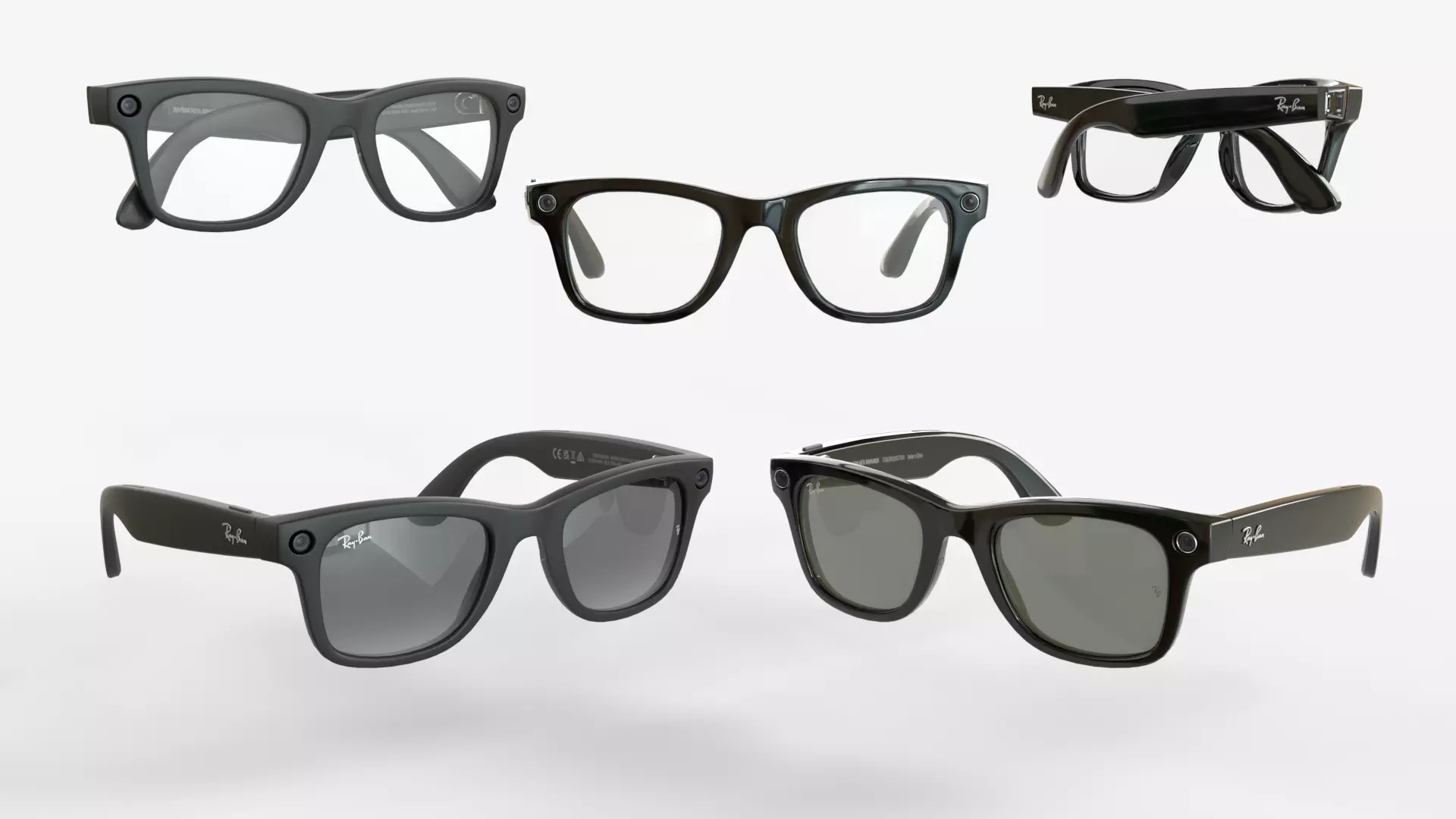 Ray-Ban Meta Wayfarer Matte and Shiny with 3 type of lenses 3D model_0