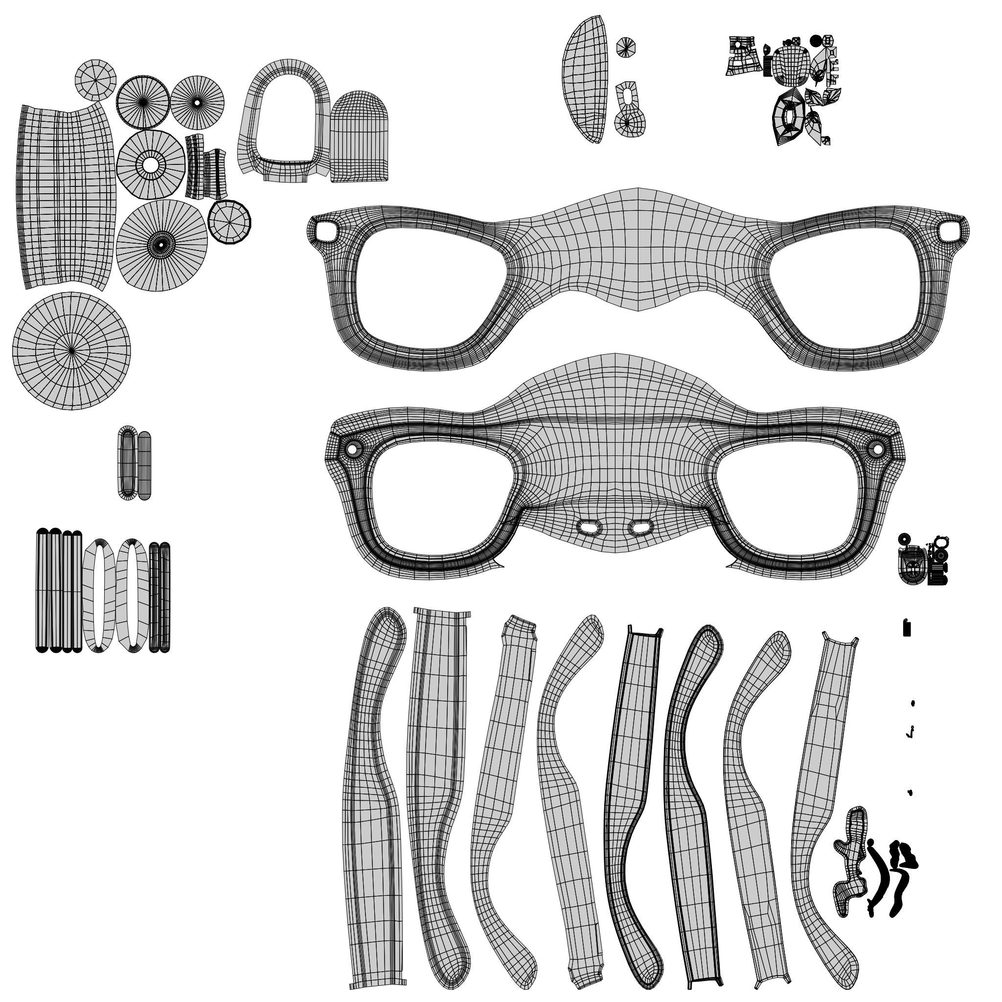 Ray-Ban Meta Wayfarer Matte and Shiny with 3 type of lenses 3D model_17