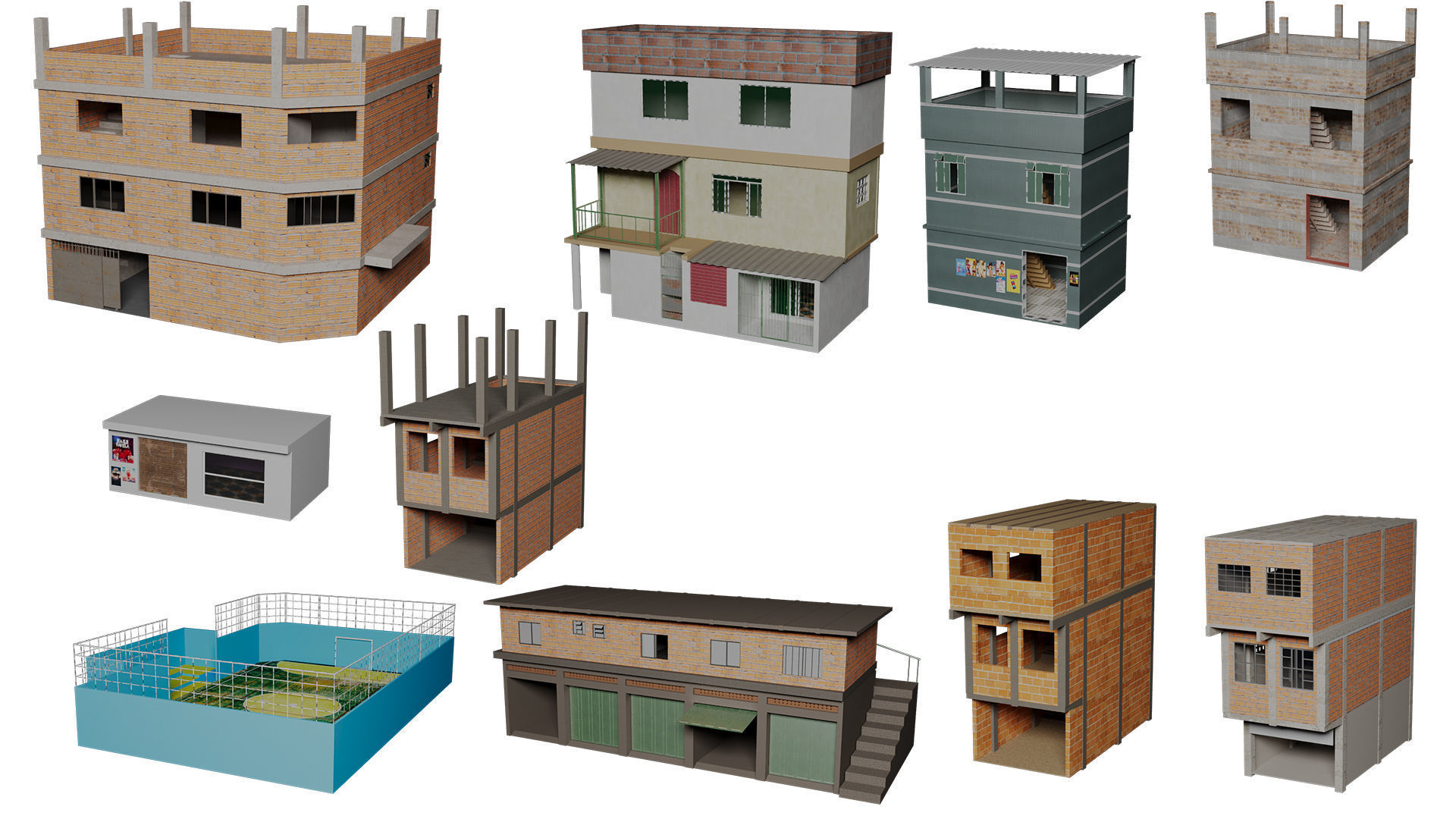 Megapack Favela Rio de Janeiro Brazil Low-poly 3D model_5