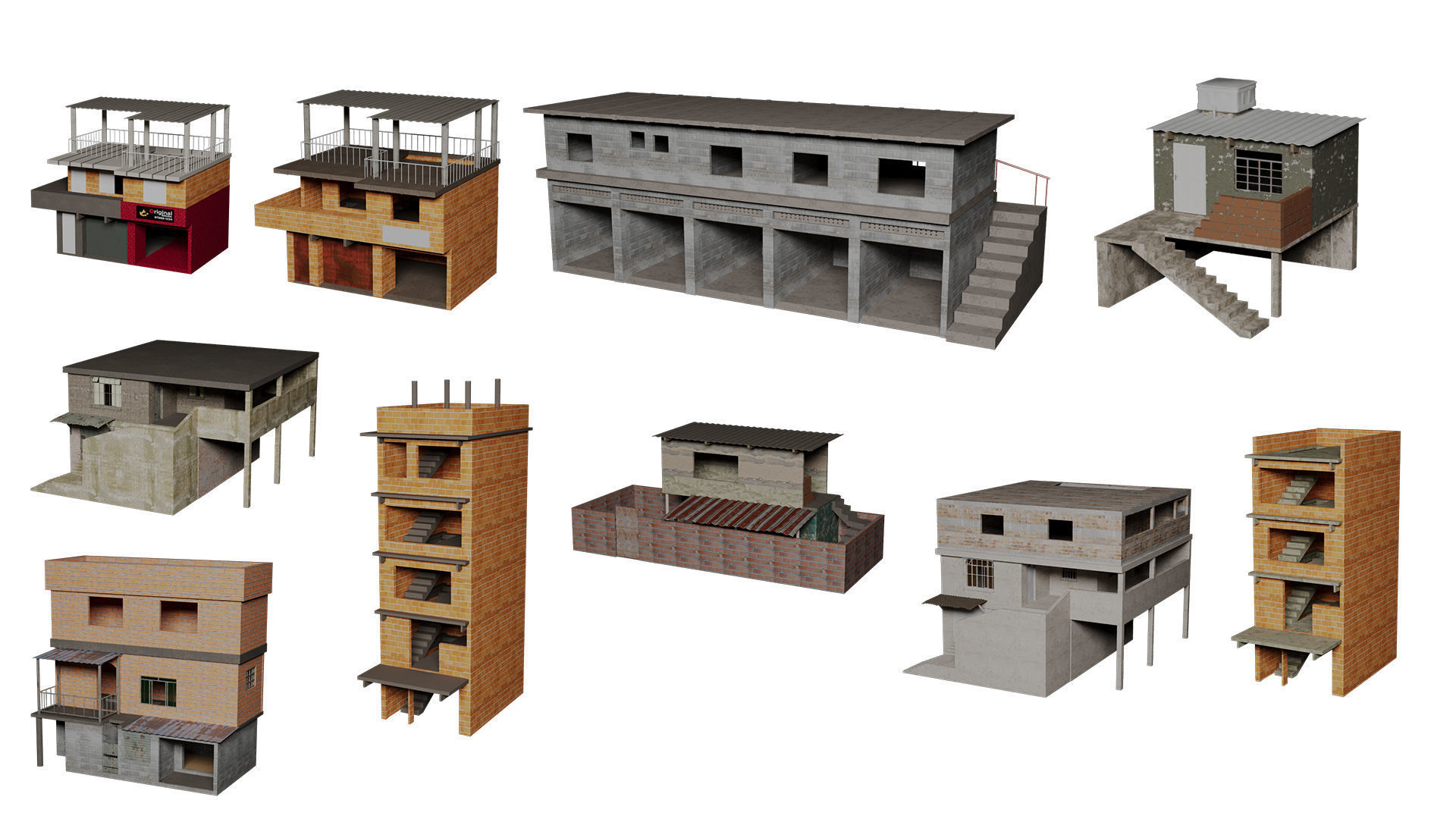 Megapack Favela Rio de Janeiro Brazil Low-poly 3D model_4