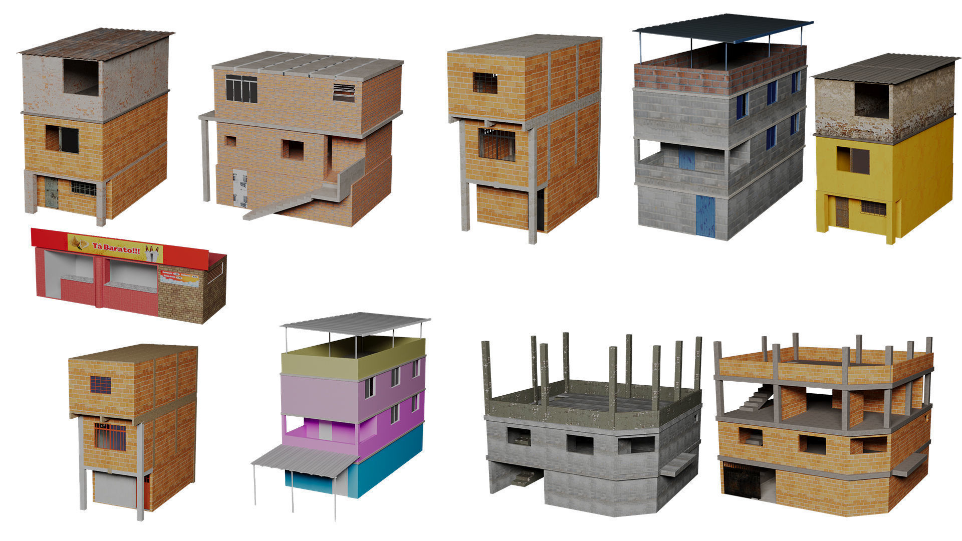 Megapack Favela Rio de Janeiro Brazil Low-poly 3D model_6