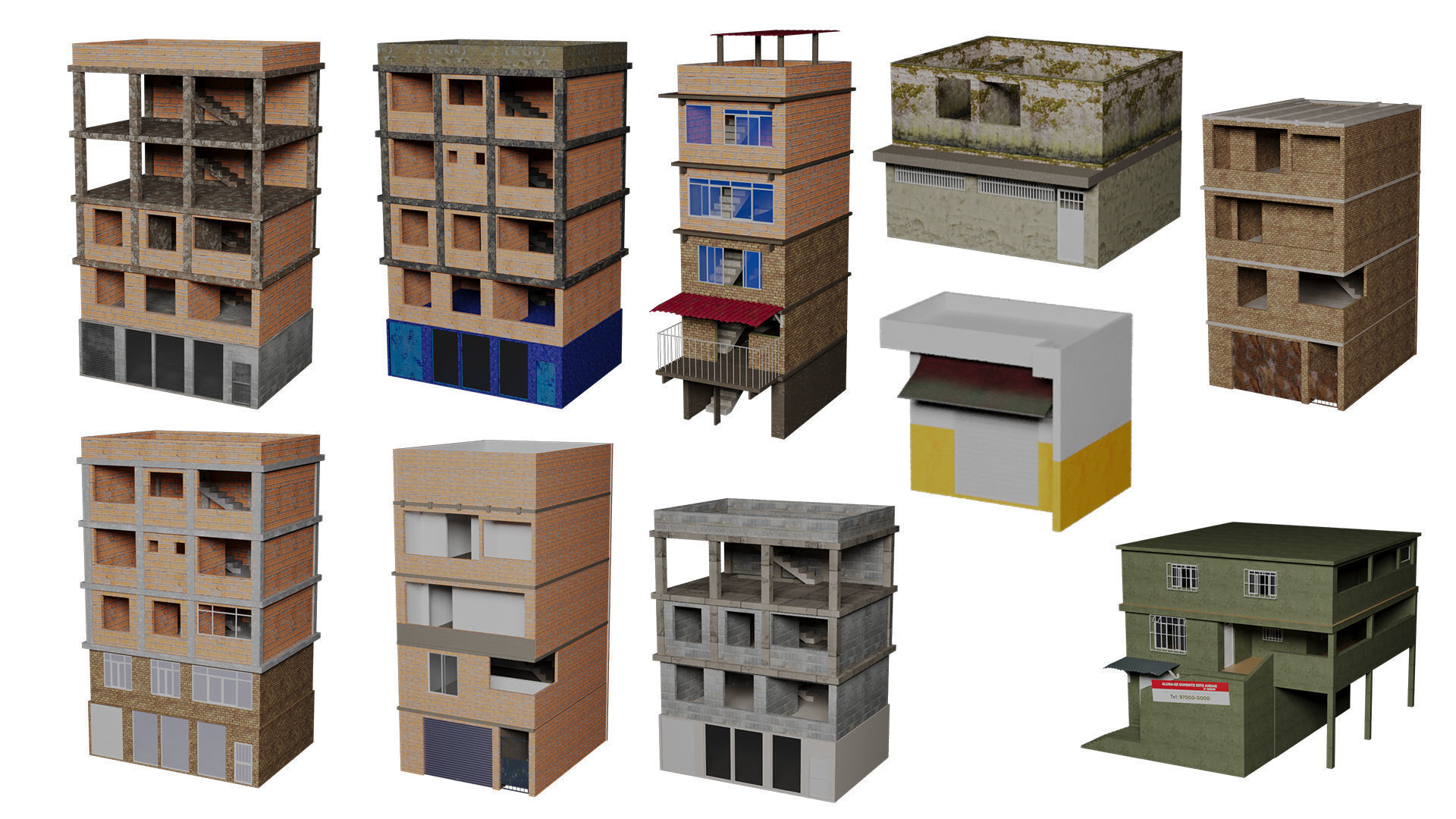 Megapack Favela Rio de Janeiro Brazil Low-poly 3D model_3